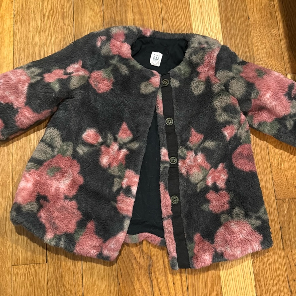Gap fleece pea coat floral